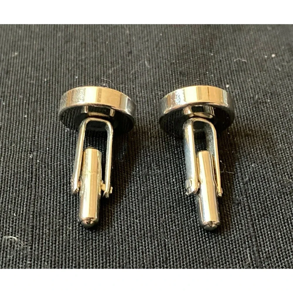 Blue Fabric Silver Tone Cufflinks